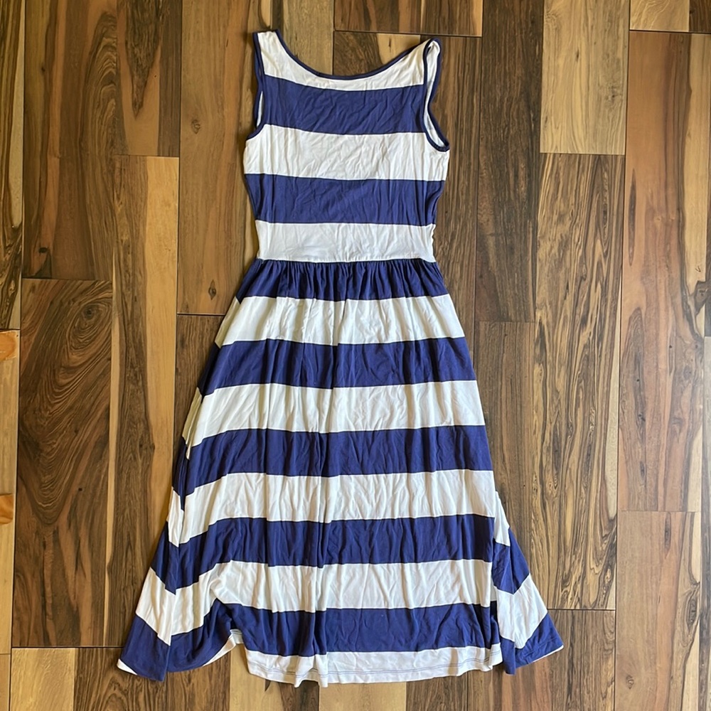ASOS blue and white striped midi dress